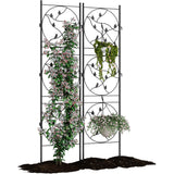 Garvee Metal Garden Trellis 71x20 Inch Rustproof Iron Frame Adjustable Hooks 2-Pack Vertical Plant Support for Roses & Clematis Patio Garden