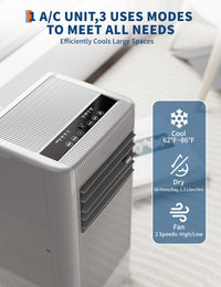 Garvee 8000 BTU Portable Air Conditioner with Cooling, Dehumidifier, Fan 3-IN-1 Indoor AC, Sleep Mode, 24H Timer, 2 Wind Speeds, Portable AC with Remote Control for Home Garage Offices
