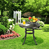 Garvee Patio Side Table 23.22" Round Cast Aluminum Bistro Table Black for Porch Backyard Garden Balcony