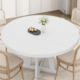 Garvee Space-Saving Modern Round Dining Table – 47-Inch Farmhouse Wooden Kitchen & Living Room Table for 4-6, Sturdy X-Base, Wood Grain White - Wood Grain White