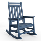 Garvee Adirondack Outdoor Rocking Chair HDPE Plastic Weatherproof Smooth Rocking Ergonomic Design Wide Armrests Navy Blue Porch Deck Lawn - Navy Blue