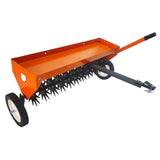 Garvee Tow Behind Aerator 40" with Steel Teeth & Tray, Adjustable Handle, Pneumatic Wheels, Durable Steel, Lawn & Garden Use - Orange