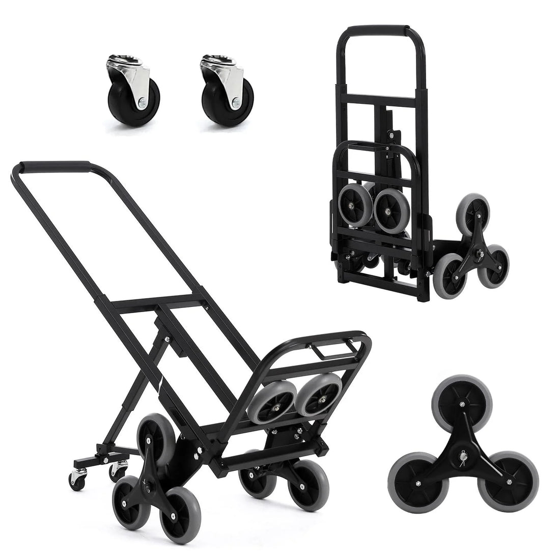 Garvee 330 LBS Stair Climbing Dolly with 10 Wheels, Folding Design, Telescoping Handle, Heavy-Duty Steel, Easy Use, Office & Warehouse Moving