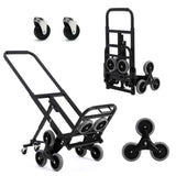 Garvee 330 LBS Stair Climbing Dolly with 10 Wheels, Folding Design, Telescoping Handle, Heavy-Duty Steel, Easy Use, Office & Warehouse Moving - Black