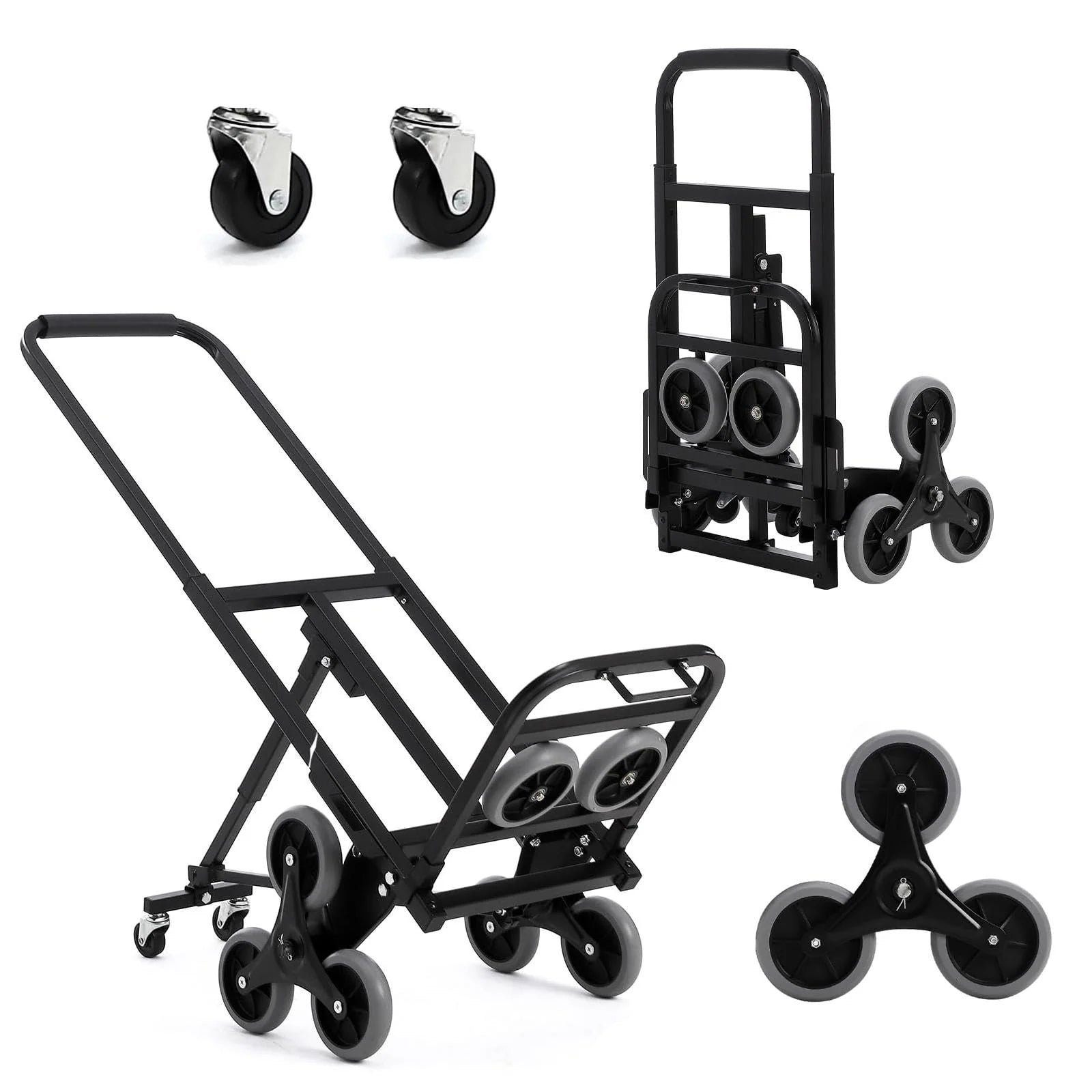 Garvee 330 LBS Stair Climbing Dolly with 10 Wheels, Folding Design, Telescoping Handle, Heavy-Duty Steel, Easy Use, Office & Warehouse Moving