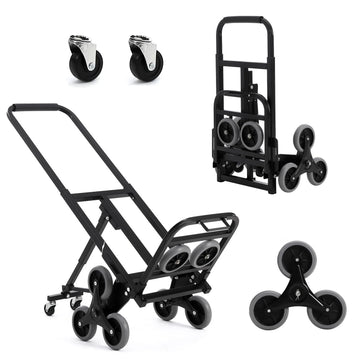 Garvee 330 LBS Stair Climbing Dolly with 10 Wheels, Folding Design, Telescoping Handle, Heavy-Duty Steel, Easy Use, Office & Warehouse Moving