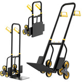 Garvee Heavy Duty Stair Climbing Dolly 440Lbs Capacity 3-Wheel Design Foldable Steel Frame Non-Slip Grip Retractable Handle Easy Carry for Moving & Delivery - Yellow