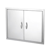 Garvee High-quality 304 Stainless Steel Double Door for Outdoor Kitchen - 36W x 21H Inch Cabinet - Vent Panel, Magnetic Closure, 5-Ply Corrugated Backing, Metal Handle - Outdoor BBQ Storage - Color: Metal handle-with air outlet plate-Kraft card five-layer