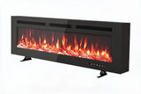 Garvee 50" Electric Fireplace Insert Heater 900/1800W Dual Heat 12 LED Flames Iron Frame Tempered Glass Wall Mounted or Recessed for Living Room