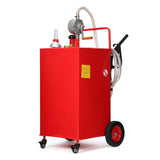 Garvee 35 Gallon Fuel Caddy with Manual Transfer Pump, 4-Wheel Durable Design, Stainless Steel, Anti-Static, Portable for Cars & Outdoor Use - Red