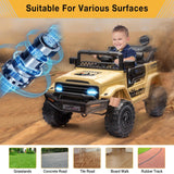 Garvee 12V Kids Ride On Truck Car with Remote Control, Spring Suspension, 3 Speeds, LED Lights, Bluetooth Music for Toddlers, Black, Medium Size - Yellow
