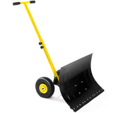 Garvee Heavy Duty Snow Shovel With Wheels 29.1"x19.3" Adjustable Angle & Height Steel Blade Rubber Handle For Driveway Pavement - Black