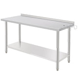 Garvee Stainless Steel Commercial Prep Table – Heavy Duty Work Table, Adjustable Undershelf, Tool Hooks, Removable Waste Rack, Straight Edge – For Restaurant, Catering, Brewery – 60x24x35 Inch – Without Castors, With Tailgate, 08 Straight Edge with - 08 Arc Edge With Hook-New Sku