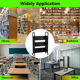 Garvee Rolling Book Cart with Wheels - 3 Tier Metal Library Cart, 200 lb Capacity, V-Shaped Rolling Bookshelf, Lockable Casters, Office School Home, Black