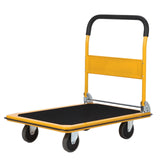 Garvee Platform Truck Cart 880 LBS Foldable Steel Hand Push Cart Dolly with 4" Rubber Wheels Heavy Duty Flat Cart 36"x24" for Home Office Warehouse - Black & Yellow