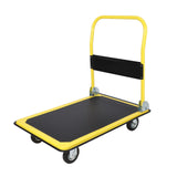 Garvee L-Shape Flatbed Cart Heavy Duty Dolly 1100 lbs Capacity A3 Steel Powder-Coated Detachable Handle 5" Nylon Casters Warehouse Use - Black & Yellow