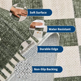 Garvee Washable Checkered Area Rug – Low-Pile Non-Slip mark-Resistant Geometric Farmhouse Carpet for Living Room, Bedroom – Sage Green, 9x12ft