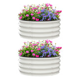 Garvee Raised Garden Beds Outdoor 2 Pack 2x2x1 FT Galvanized Steel Rust-Resistant, Tool-Free Assembly, Non-Toxic Coating, Rubber Edging for Gardening - White