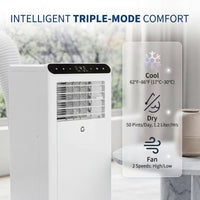 Garvee 10,000 BTU Portable Air Conditioner 3-In-1 Cooling Dehumidifier Fan For Bedrooms 450 Sq.Ft White Black Top Cover