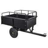 Garvee 750 lbs Heavy Duty Steel Dump Cart, 15 Cubic Feet Garden Utility Trailer with Removable Sides,Hand Pull or Foot Pedal Dump Cart for ATV, UTV, Lawn Mowers and Tractors - Black