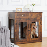 Garvee Heavy Duty Dog Crate Furniture 40 Inch Wooden Indoor Dog Kennel End Table with 2 Storage Drawers for Small Medium Large Dogs Durable Sturdy Wood Storage Home - 