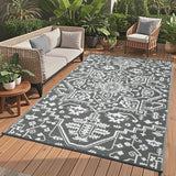 Garvee Outdoor Reversible Rug 8x10 Waterproof UV Resistant Plastic Straw Patio Deck Balcony Camping Picnic Mat - Grey