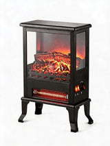 Garvee 17" Electric Fireplace Stove 3-Sided 3D Flame 1500W Heater Cold-Rolled Steel Tempered Glass CSA Certified Overheat Protection for Living Rooms