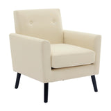 Garvee Mid-Century Accent Chair Linen Upholstered with High-Density Foam, Solid Wood Legs, Ergonomic Armrests, Beige for Living Room & Office