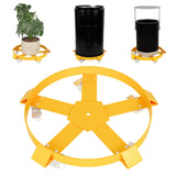 Garvee 55 Gallon Drum Dolly, Heavy-Duty Steel Drum Caddy Mobile Base - 1250 lb Capacity - Non-Tip Ring - 5 Swivel Casters, Yellow - 2-Pack | 5 wheels | Two packs, yellow