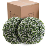 Garvee Artificial Boxwood Topiary Flower Balls Set of 2 – Hanging Decorative Grass Balls with White Roses – Home, Outdoor Garden, Wedding, Balcony Decor – White – Diameter 45CM - Red