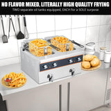 Garvee Deep Fryer with Basket 16.9QT 16L 3600W Commercial Countertop Fryer Stainless Steel Oil Drain Timer for Home Kitchen Restaurant
