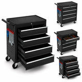 Garvee 24 in Rolling Tool Chest with Wheels - 4-Drawer Locking Metal Tool Storage Cabinet/Tool Cart, Drawer Liners, Mobile Organizer for Garage & Workshop - Black - Black