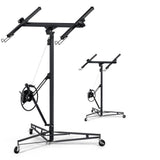 Garvee Heavy Duty 13 Ft Drywall Lift for Ceilings & Walls – 150 lbs Panel Hoist – 360° Adjustable Telescopic Arm – 3 Lockable Wheels – Portable Sheetrock Lifter – Reliable Operation – Black - Red