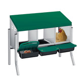 Garvee 3-Compartment Roll Away Chicken Nesting Box – Metal with Removable Trays – Secure Lid Cover – Easy Wall Mount with Bracket Legs – Green – Three Grids + Bracket - Green
