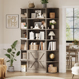 Garvee Modern 6-Tier Wooden Floor Bookshelf with Storage Cabinet, Grey - Grey