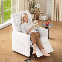 Garvee Power Recliner Chair with Massage & Heat, Adjustable Electric Recliner, Ergonomic Overstuffed Tall Back, Padded Seat, USB Port, Side Pockets, for Home Theater & Living Room, White