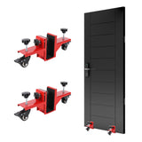 Garvee 2 Piece Door Installation Kit Heavy Duty 750 Lbs Load Capacity Adjustable 0-1.89 Inch Thickness Q235 Steel 360° Wheels Brake Commercial Residential - Red