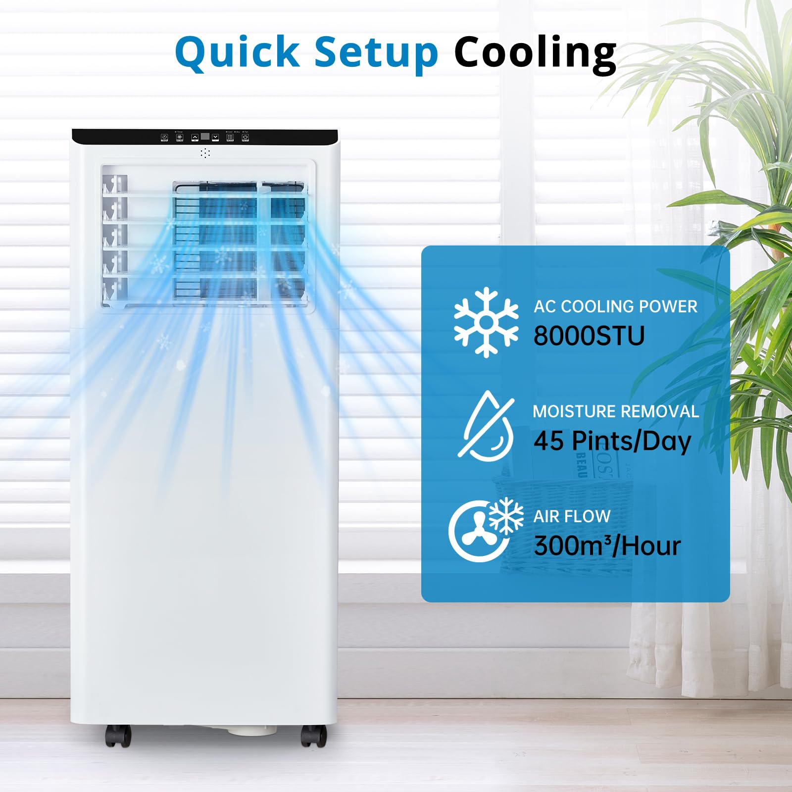 Garvee 8,000 BTU Portable Air Conditioners, Portable AC Unit for Room up to 350 sq.ft, Standing Air Conditioner with Cool, Dehumidifier & Fan Modes Remote Control, 24H Timer, Sleep Mode, Installation Kit