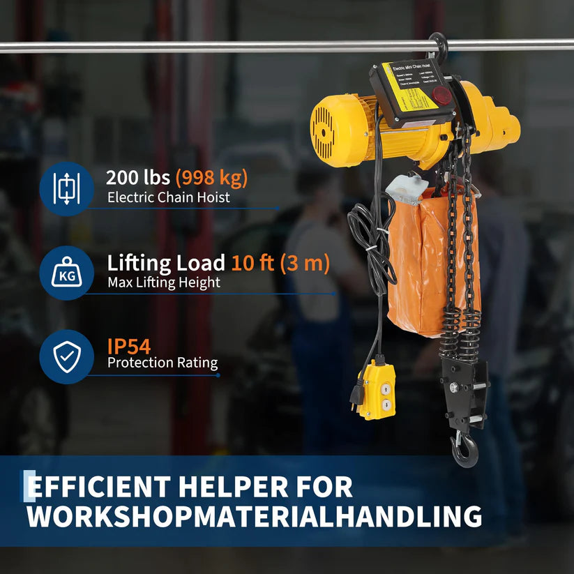 Garvee Heavy Duty Electric Chain Hoist - 1 Ton (2200 lbs) Capacity, 20ft Lift Height, 110V/120V Single Phase, Carburized Double Chain, 360° Rotatable Hooks, Wired & 328ft Wireless Remote - For Garage, Shop, Home - 1T Wire & Remote Control, Add Sling, 20ft
