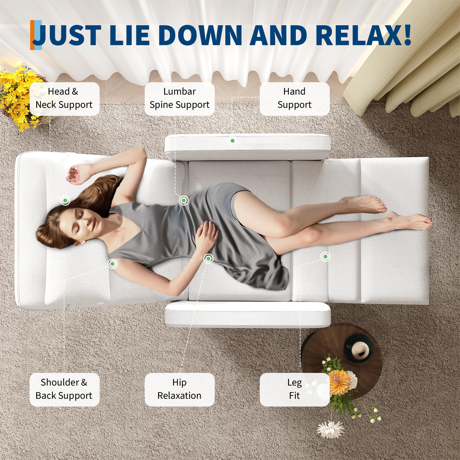 Garvee Power Recliner Chair with Massage & Heat, Adjustable Electric Recliner, Ergonomic Overstuffed Tall Back, Padded Seat, USB Port, Side Pockets, for Home Theater & Living Room, White
