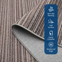 Garvee Modern Striped Washable Area Rug - Low Pile Non-Slip Contemporary Carpet - Soft, Collapsible, Mark Resistant Floor Mat for Living Room, Bedroom, Dining Room - Brown, 8x10ft (244x305cm)