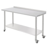 Garvee Heavy Duty NSF Stainless Steel Work Table – Commercial Prep Station, Adjustable Undershelf, Casters, Rear Baffle, Rustproof – For Restaurant, Kitchen, Brewery, Garage – 60x24x35 Inch – 60*24*35inch_With Casters and Rear Baffle--New Construction, - 08 Arc Edge With Hook-New Sku