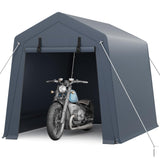 Garvee 6x8 ft Gray Portable Outdoor Storage Shed with Roll-Up Zipper Door & Vent, 240G Heavy-Duty Shelter Waterproof PE Tarp, UV-Resistant Carport for Motorcycle, Firewood, Tools - Gray