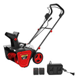 Garvee Cordless 20-Inch 40V Snow Blower with 4.0Ah Battery, 25 Ft Throw Distance, 180° Adjustable Chute, Lightweight & All-Terrain Tires, Safety Trigger, Driveway & Lawn Use - Red