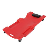 Garvee 40" Plastic Garage Creeper, 350 Lb Blow-Molded HDPE Body, Low-Profile w/ Padded Headrest, Dual Tool Trays & 6 Swivel Casters - Red
