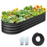 Garvee 2 Pcs Oval Raised Garden Bed 4.5x2x1.5 FT Galvanized Metal, Tool-Free Assembly, Anti-Rust Double Layer, Open Bottom Drainage, Gray for Outdoor Gardening - Gray(Rubber Edge)