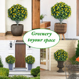 Garvee Yellow 23.6 in Artificial Topiary Flower Trees, PE Faux Plants Set of 2 with Metal Ground Spikes, UV-Resistant Decorative Shrubs for Porch, Patio, Garden, Entryway, Planters, Walkways and Indoor Outdoor Home Decor - Yellow