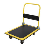 Garvee Platform Truck L-Shape Steel Flat Cart 660 Lbs Capacity Detachable Handle 5" Nylon Casters Warehouse Use - Black & Yellow