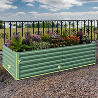 Garvee 6x3x2ft Galvanized Raised Garden Bed,Deep Root Planter Box for Vegetables,Flowers,Herbs-Large Metal Raised Garden Bed Kit Outdoor,Green