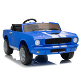 Garvee 24V 7AH 2-Seater Ride-On Electric Car Shelby GT350 Licensed Model with Remote Control, 2 Speeds, Safety Belt, LED Lights, Music, Blue for Kids 3+ - Blue